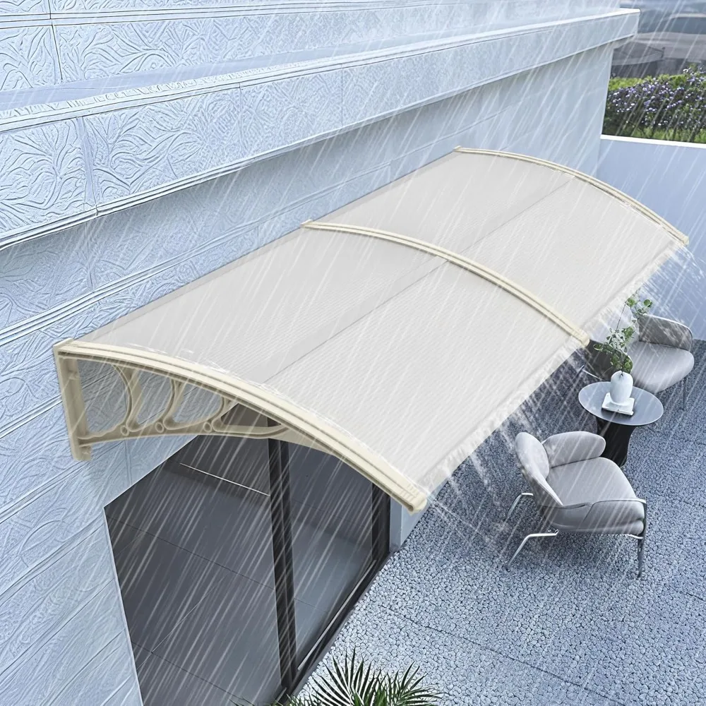 

78.2 Inch Window Awning Outdoor Polycarbonate Hollow Sheet Door Patio Canopy (40''x80'', White Panels with White, Customized
