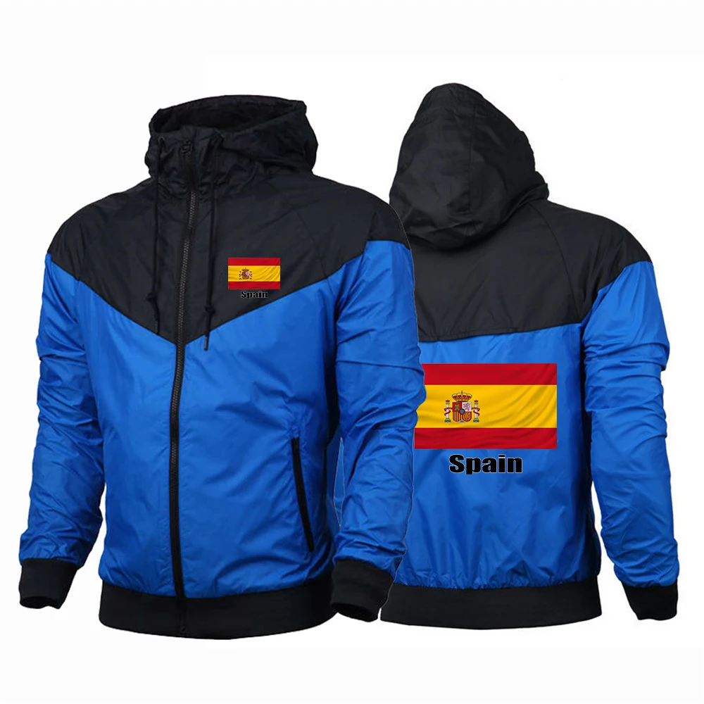 2026 Football Team Spring And Autumn Men's Spanish Flag Logo Print Avant-garde Style Loose High Street Coat Hiking Jacket view 4