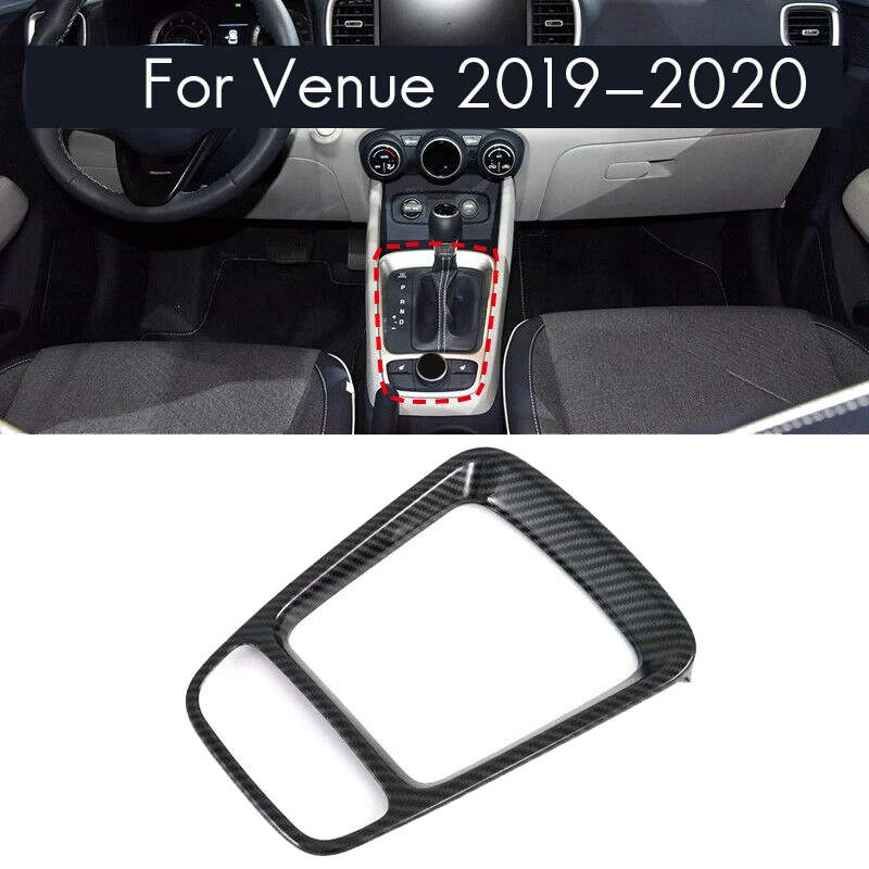 Carbon Fiber Car Central Console Gear Shift Lever Box Panel Cover Trim Automotive Interior For Hyundai Venue 2019-2020