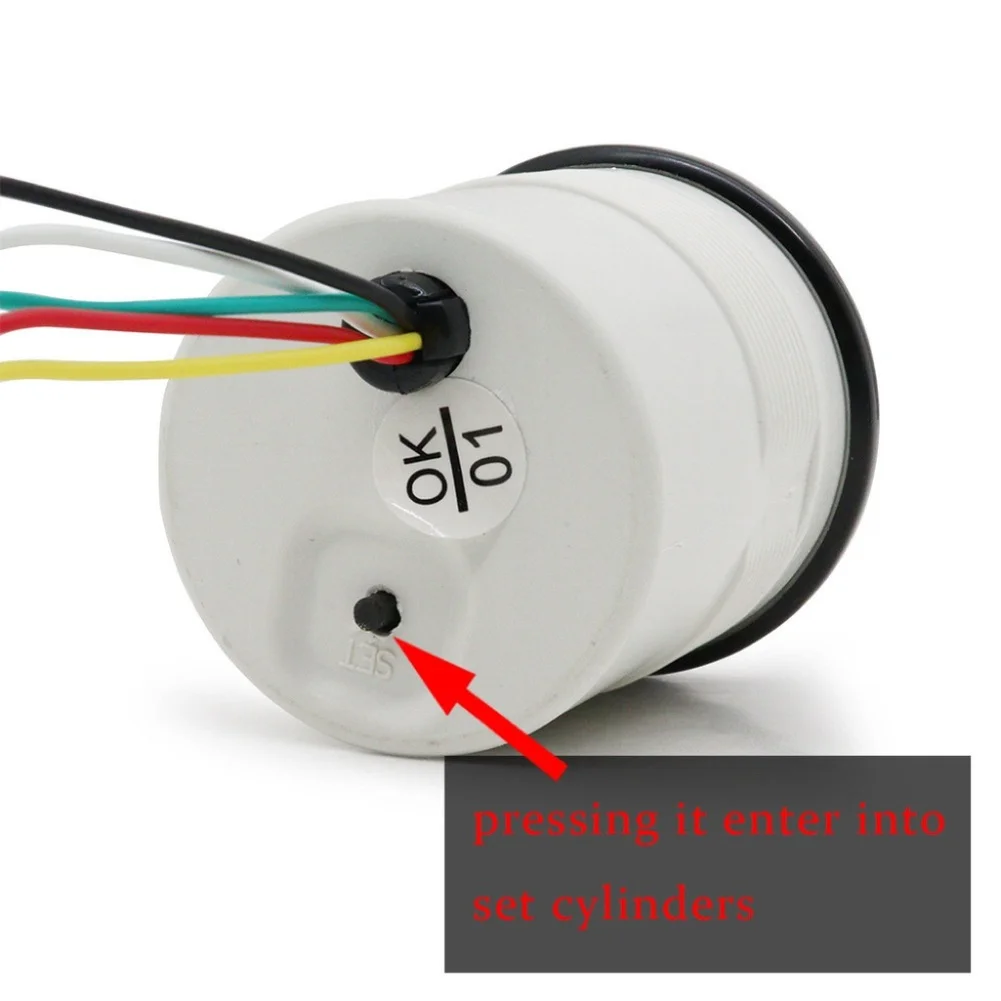 0-6000 RPM 7*5.5*7.5cm 52mm Tachometer LED Screen ABS Plastic Housing Easy Installation Mounting Hardware Included