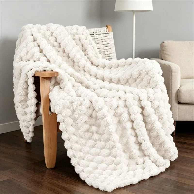 Winter Thicken Plush Blanket Ultra-soft Skin-friendly Warm Sofa Blankets Household Couch Office Nap Quilt Solid Color Bed Sheet