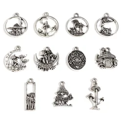 10pcs Vintage Mushroom Charms Antique Silver Color Pendants DIY Jewelry Making Necklace Bracelets For Women Jewelry Findings