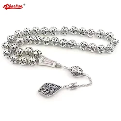 Metal tasbih silver color muslim 33 beads bracelet Islamic accessories on hand misbaha