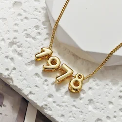 3D Bubble Digital Necklace Stainless Steel DIY Personalized Customization Zircon Balloon Digital Necklace Birthday Jewelry Valen