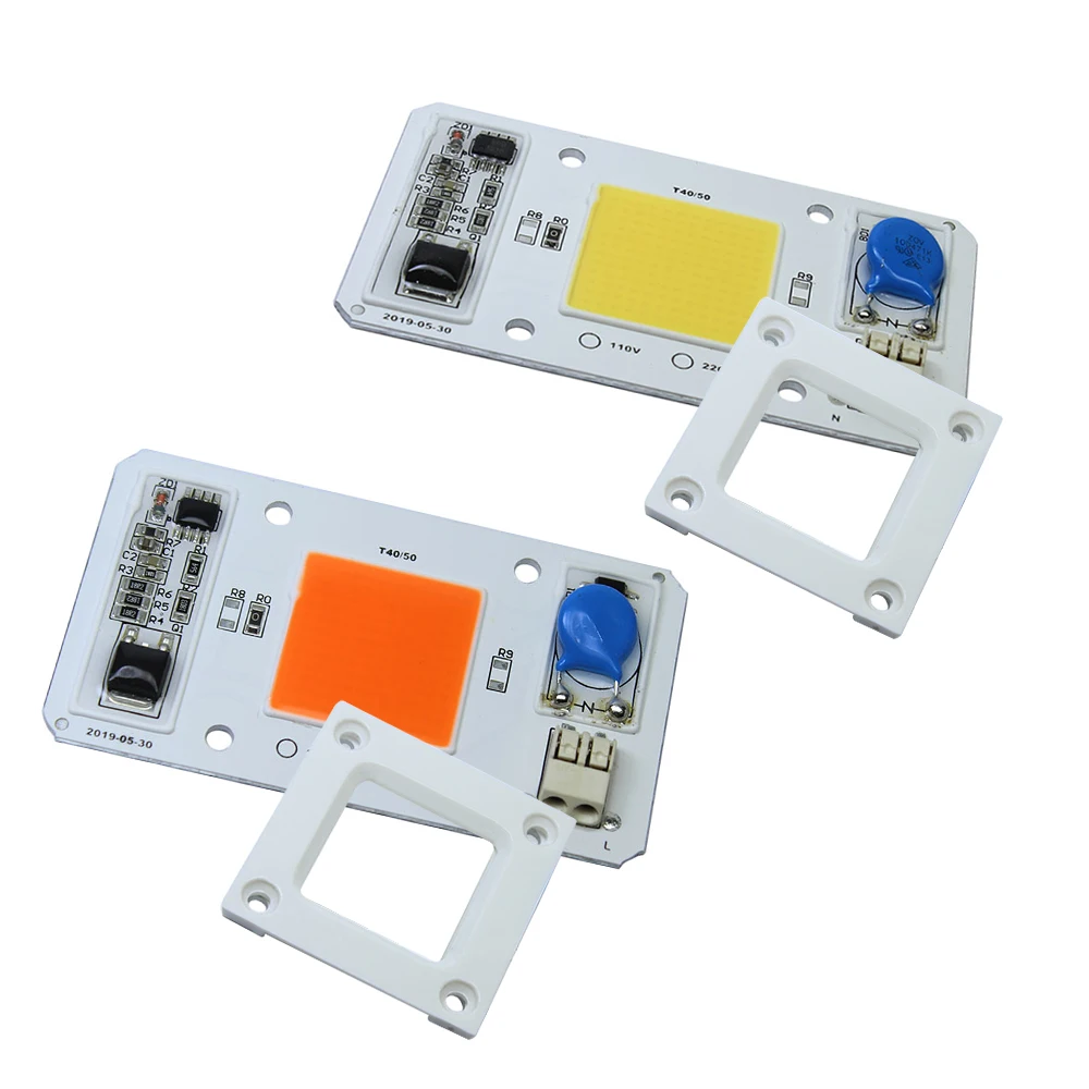 1-10Pcs High Quality LED COB 50W AC 220V 110V No Need Driver Smart IC DIY LED Floodlight Spotlight White Warm White Red Blue UV image 5