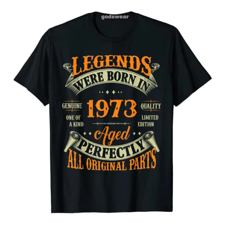 49th Birthday Tee Vintage Legends Born In 1973 49 Years Old T-Shirt for Women Men Clothing Father's Day Gifts Mama Outfits