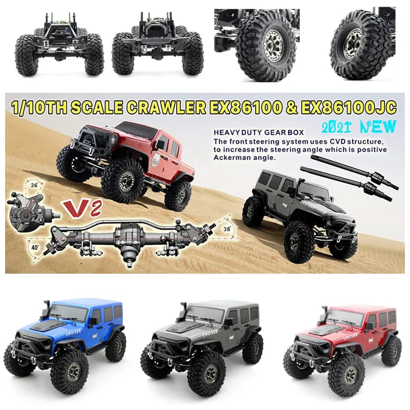 RGT Rock Cruiser EX86100 V2 2.4GHz 4WD RTR with Battery 1/10 RC Electric Remote Control Model Car Crawler Adult Children's Toys