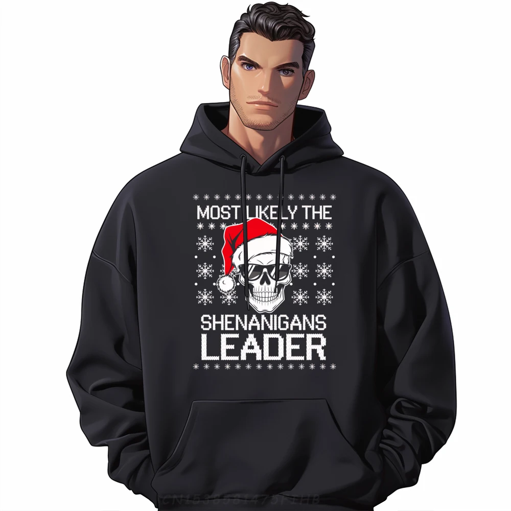 

Shenanigans Leader Christmas Ugly Skulls Santa White Graphic Long Sleeve Classic And Versatile Long Sleeve Sweater Men Slogan