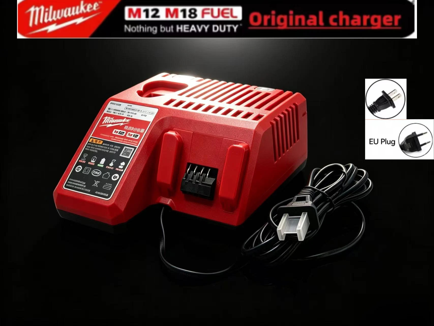 

Milwaukee Dual Port Fast Charger For M12 M18 12V 18V Li-ion Battery High Speed Charging Station Power Tool Part