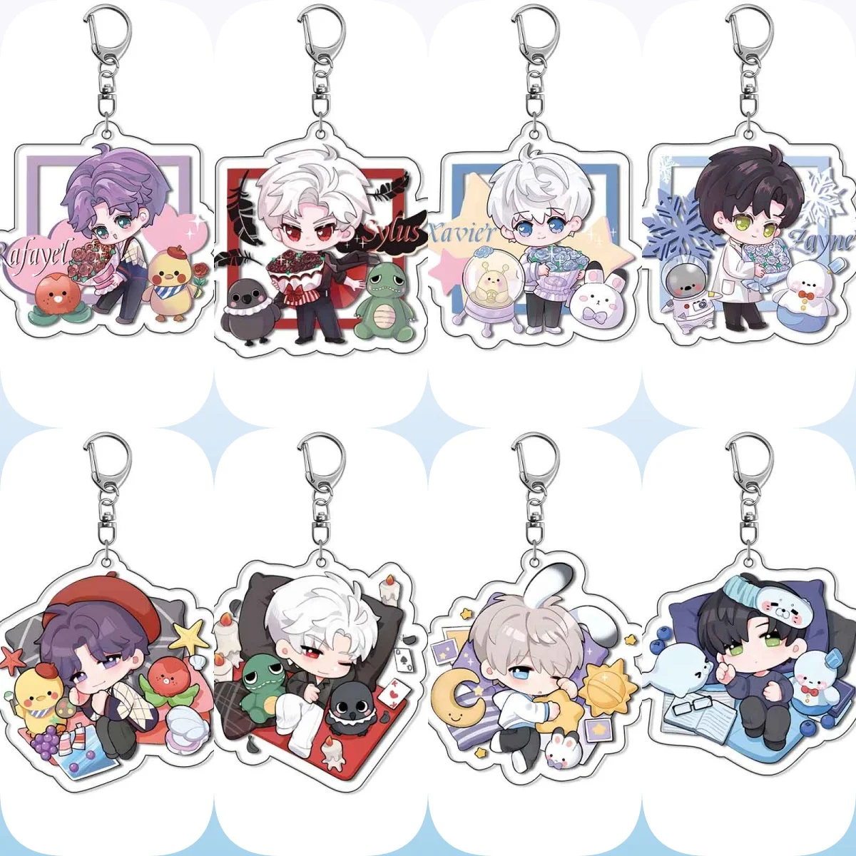 

6CM game Love and Deepspace Acrylic Keychain Model Cosplay Characters Ornament Accessories Christmas Collection Gifts