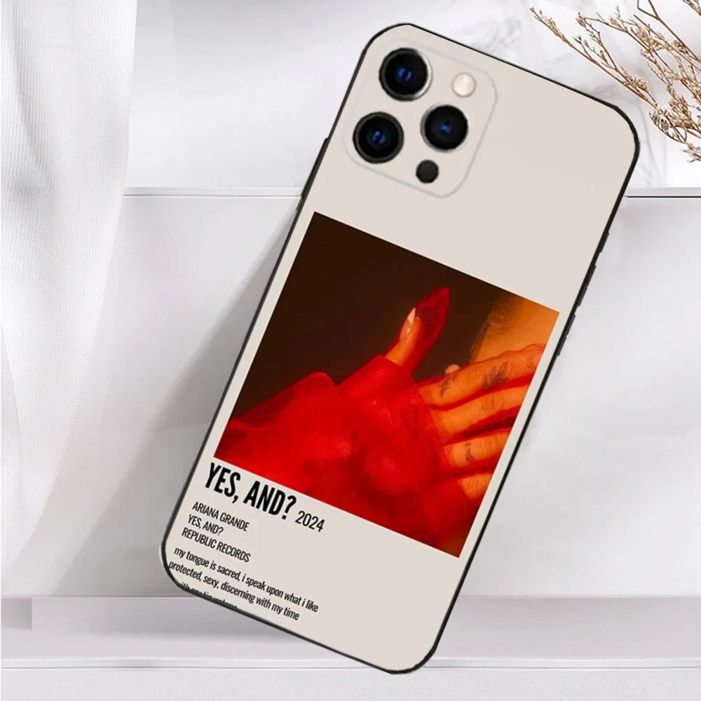 A-Ariana Singer G-Grandes 電話ケース iPhone 16、15、14、13、12、11 Plus、Pro Max、XS、X、XR、SE、Mini、8、7 ソフトシリコンブラックカバー用