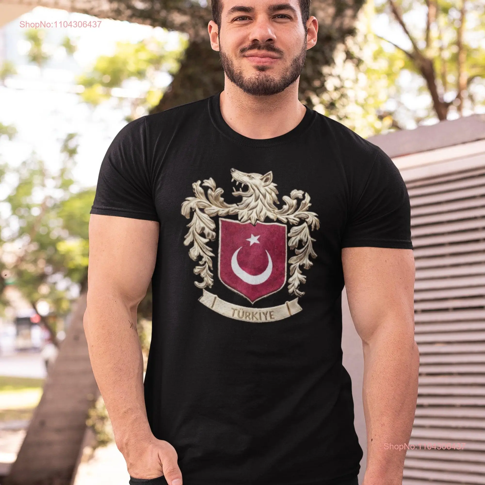 Exclusive T Shirt Designed with Country Crests Turan Türkiye Kurtlu arma long or short sleeves