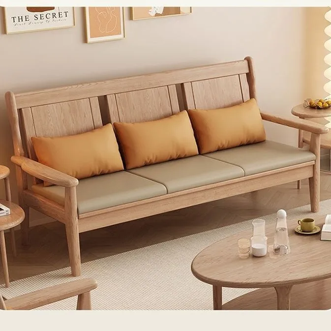 

Диван из массива дерева ясеня для пожилых людей, гостиная, небольшая квартира, проживание в семье, деревянный диван в бревенчатом стиле