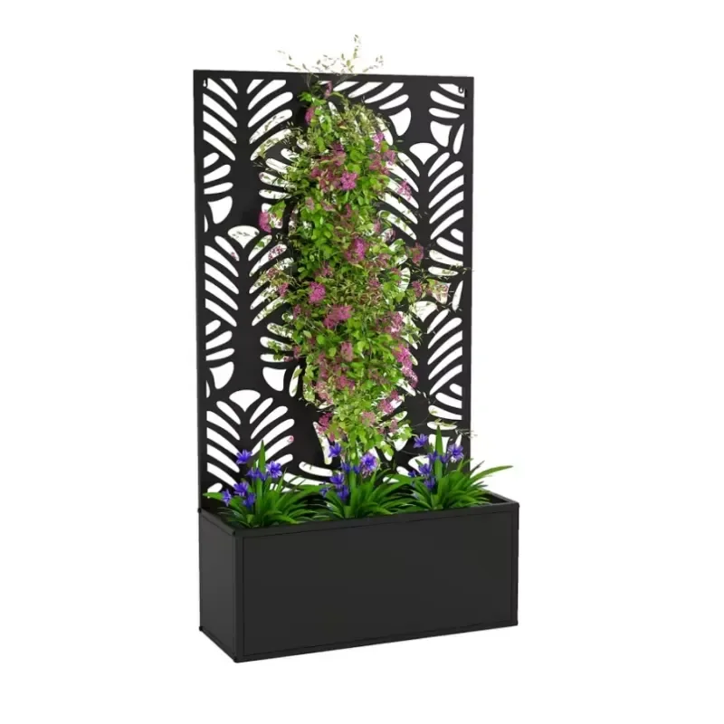 Customize Metal Trellis with Planter Box Outdoor Raised Garden Bed with Climbing Plant Patio Decor for Flowers & Vines