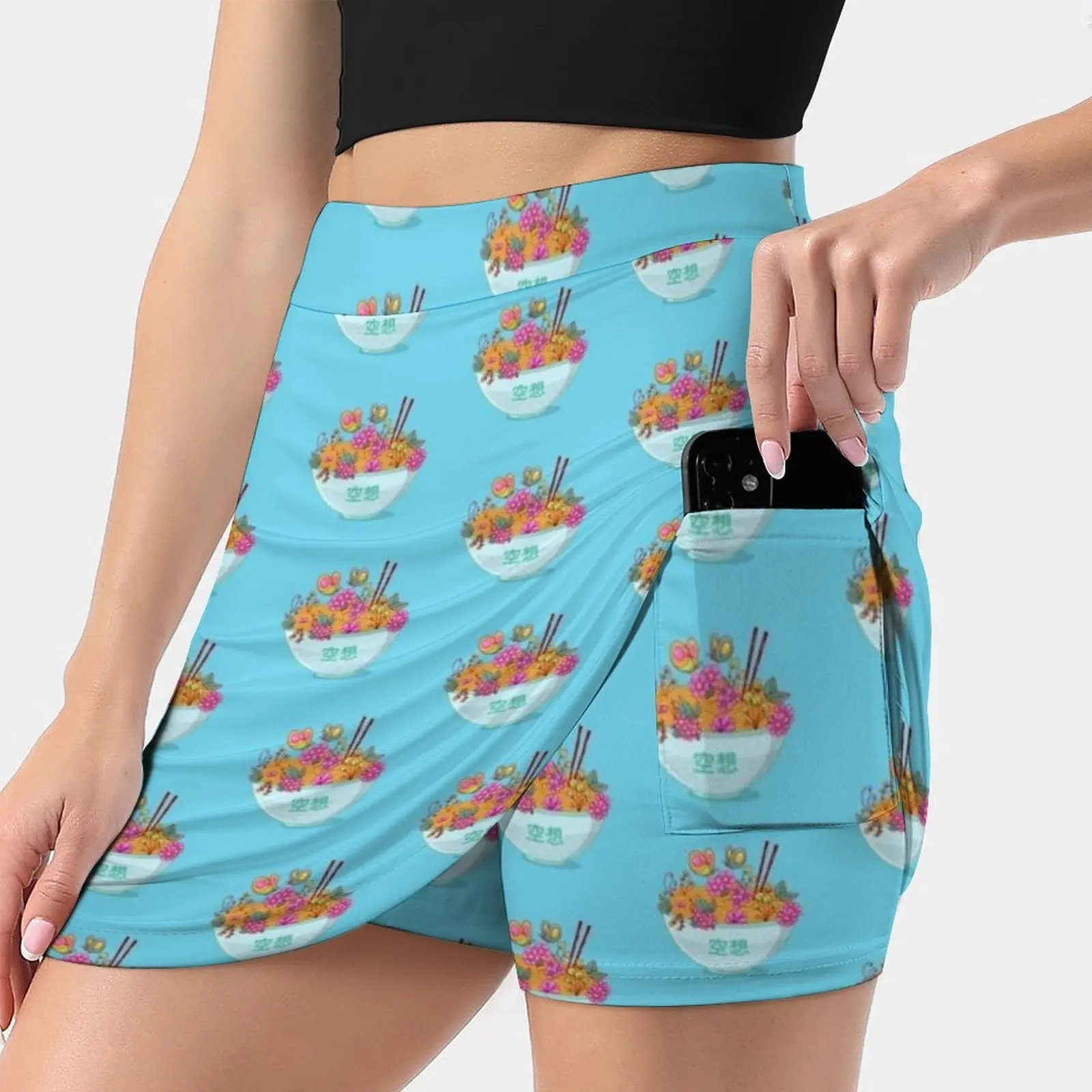 Ramen Fantasy Women's skirt Y2K Summer Clothes 2022 Kpop Style Trouser Skirt With Pocket Ramen Japanese Cute Cartoon Typography