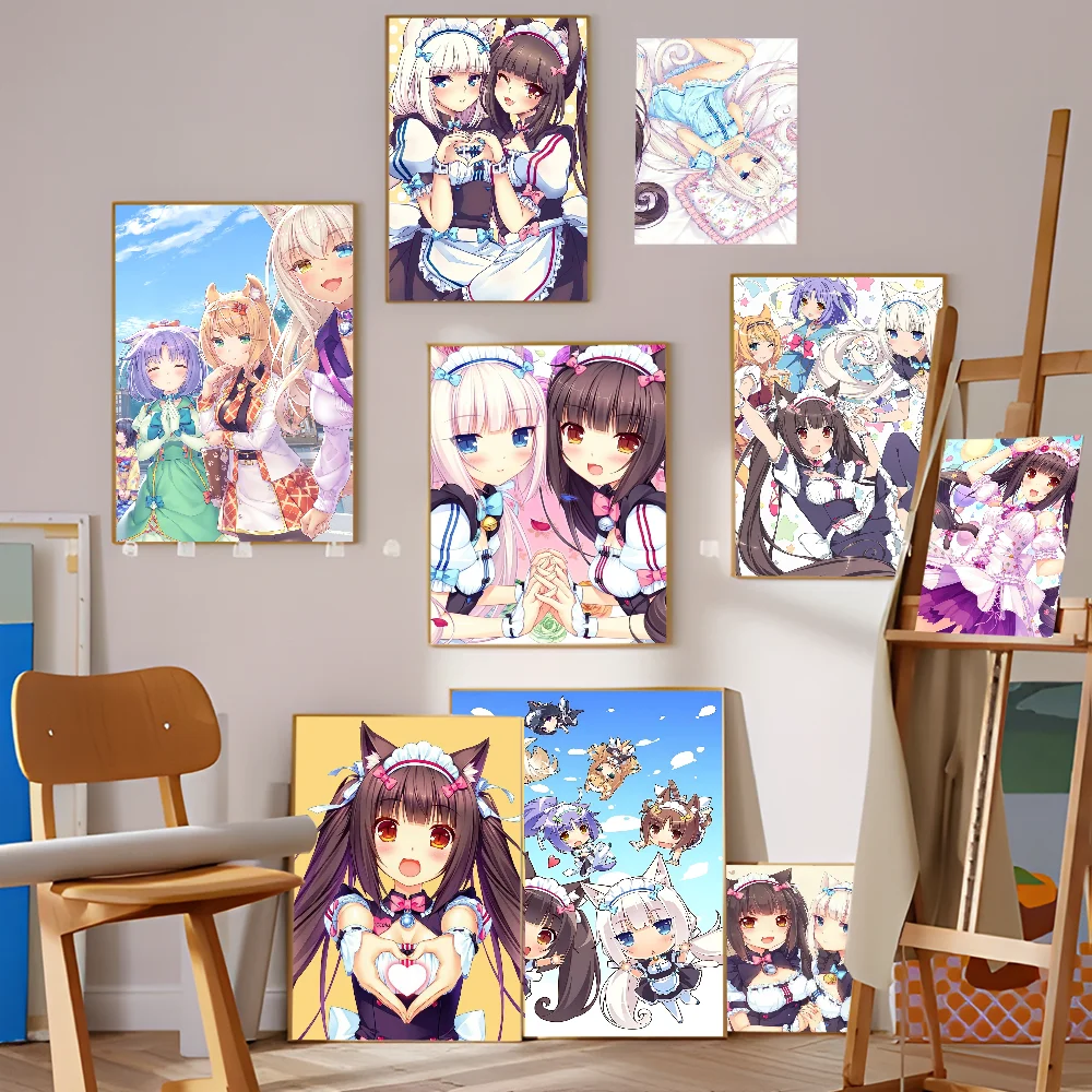 Anime Nekopara Movie Self-adhesive Art Poster Decoracion Painting Wall Art White Kraft Paper Home Decor