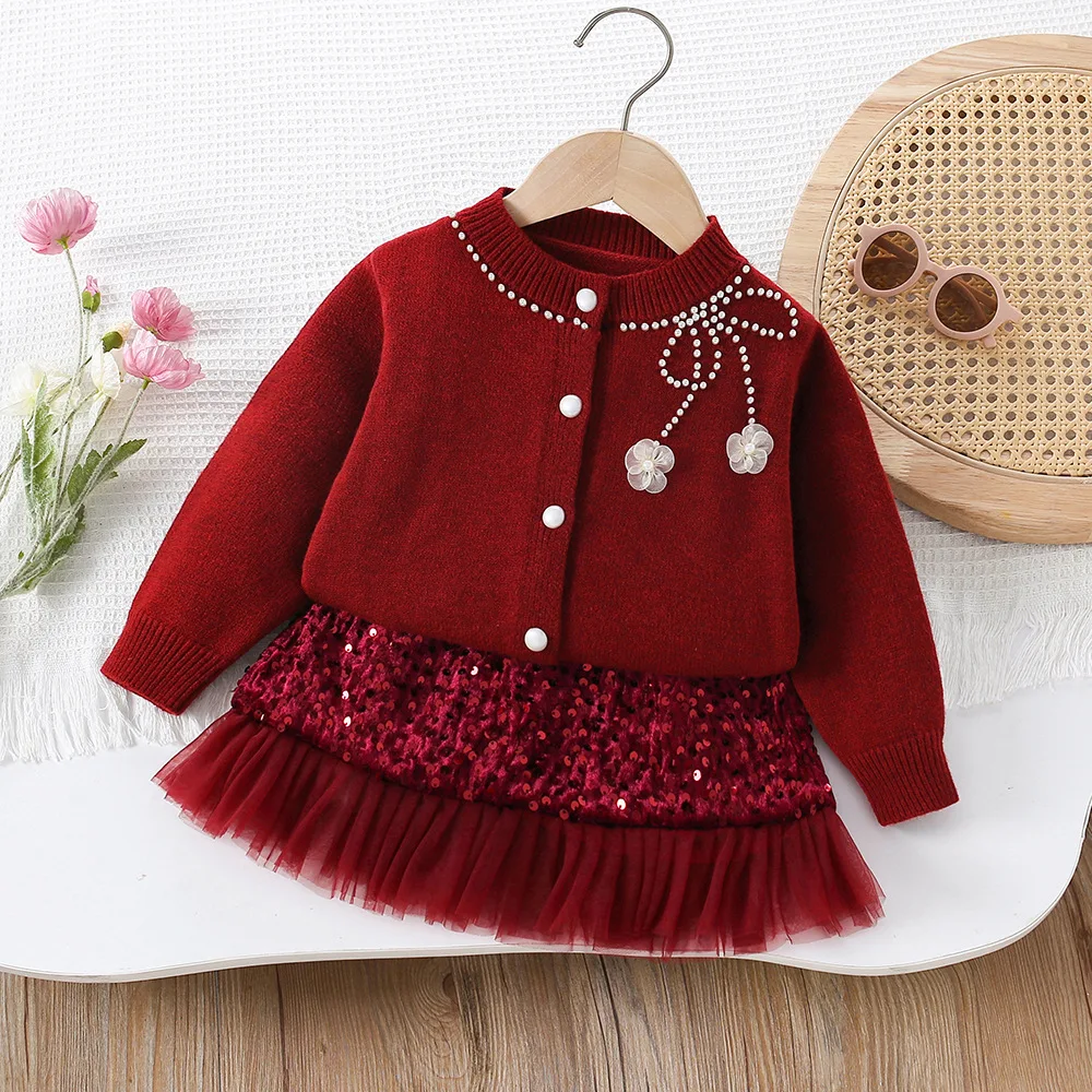 Daily Chic Fall Winter Sweater 2PCS SETS kids' sets and outfits for Adorable Baby Girl Clothes Girls Clothes Knit Top and Skirt