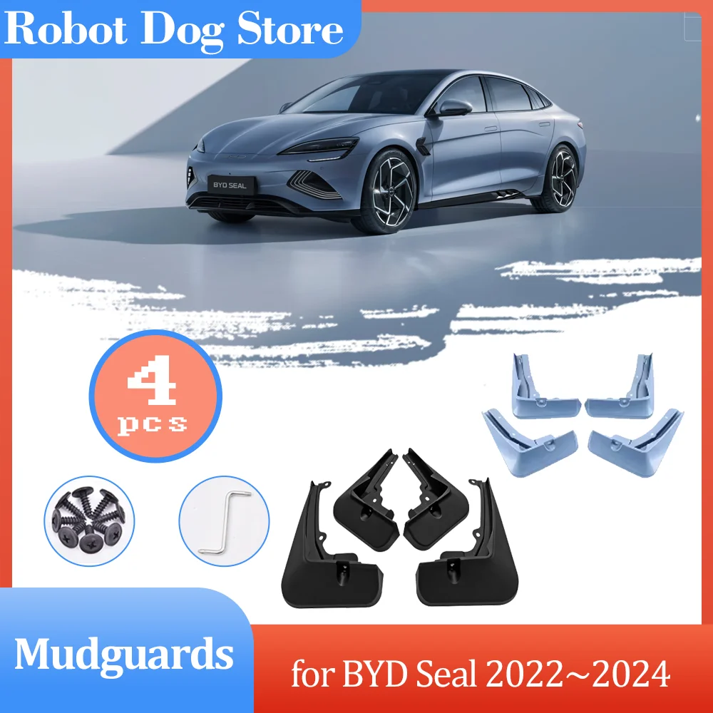 4pcs Car Mudguards for BYD Seal Atto 4 EV 2022~2024 2023 Mud Flaps Part Splash Guards Cover Spoiler Fender Flare Accessories