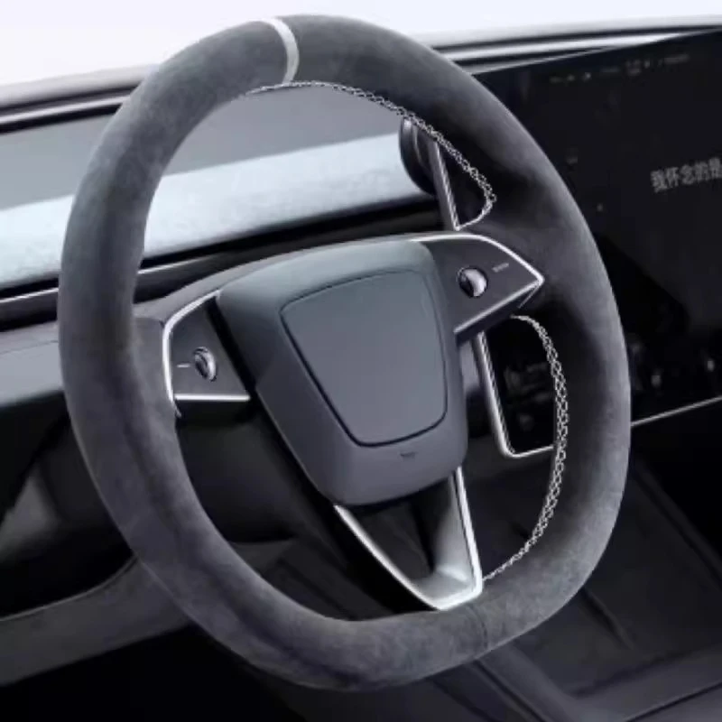 

For Tesla Modelo 3 Highland 2024 Hand-stitched suede car steering wheel cover
