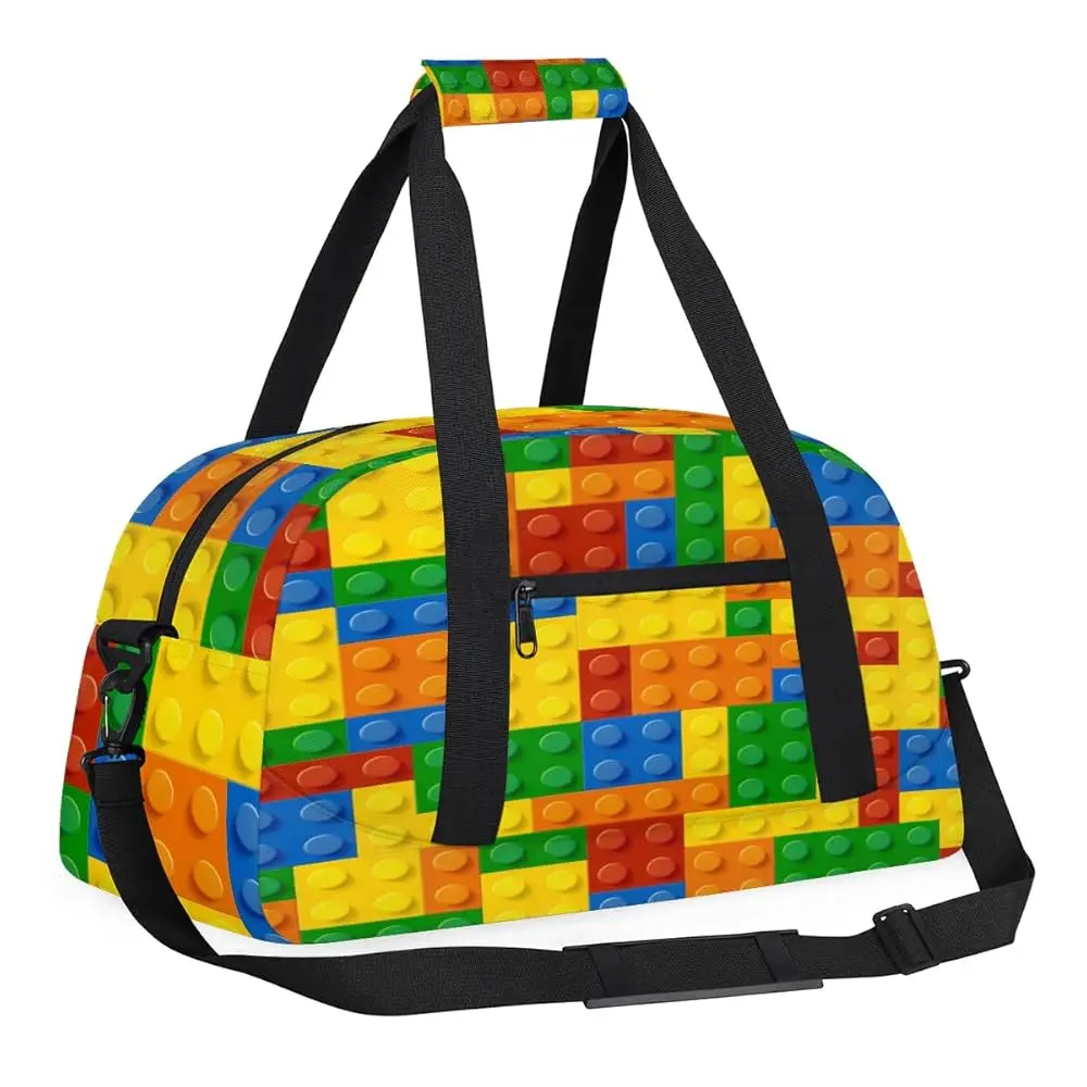 

Free ShippingBuilding Block Kids Overnight Duffel Bags Portable Weekender Sleepover Bags for Girls Boy Travel Sports Gym Bag Wa