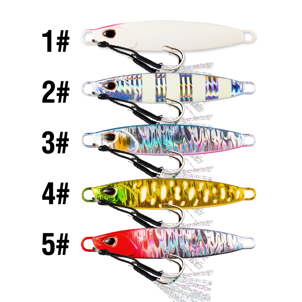 1Pc Leuchtende Metall Jigs Angeln Locken Sinking mit Assist Haken 40g/60g/80g/100g/150g Laser Jigging Casting Köder Künstliche Köder – Detail 8