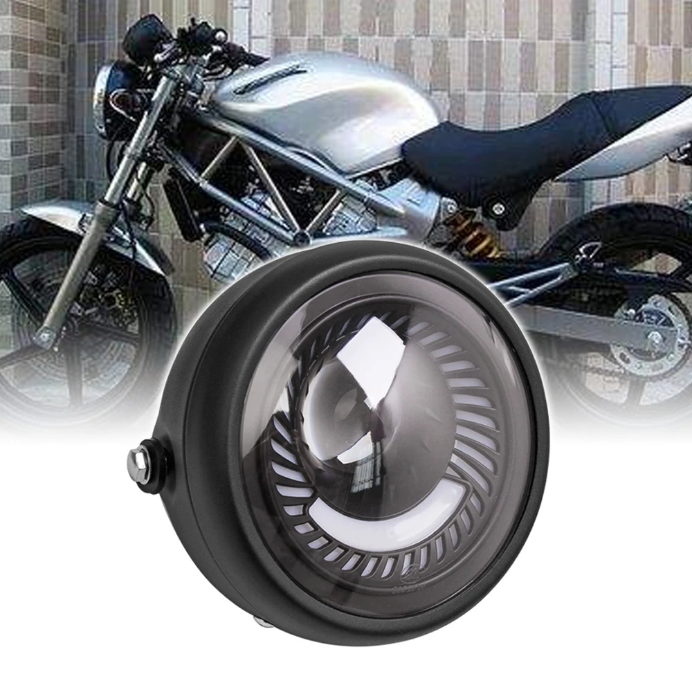 

Universal 6.5in Motorcycle Headlight Cafe Racer Vintage LED Protection Headlight High Low Beam For Harley Choppers Custom