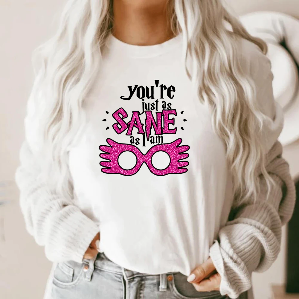 Cute Luna Lovegood T-shirt Gilrs HP Inspired Shirt You're Just As Sane As I Am Spectra Specs Quote Tee Hogwarts Magic World Tops