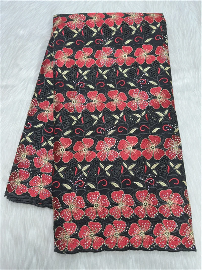 

5-ярдовая тяжелая вышивка бисером, африканская 100% хлопчатобумажная ткань премиум-класса, высокое качество, швейцарская вуаль, кружево, популярный стиль Дубая 27L582402