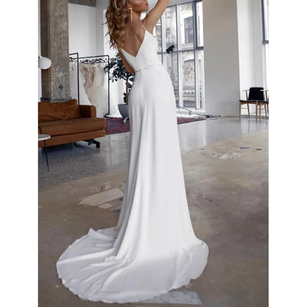 Elegant White Evening Dresses Sweetheart Spaghetti Strap Floor Length Side Split Sequined Mermaid Women Banquet Prom Gowns