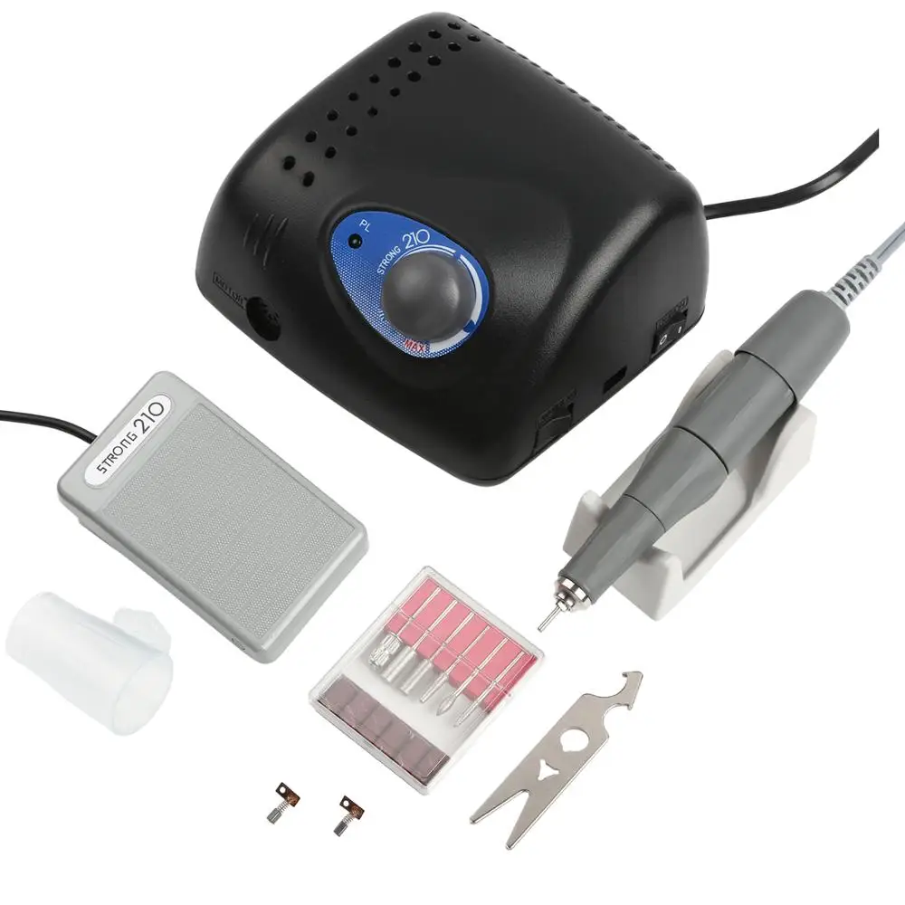 Taladro eléctrico para manicura y pedicura, 45000RPM/50000RPM, 65W, 210 PRO, 105L, 2,35mm, nuevo modelo