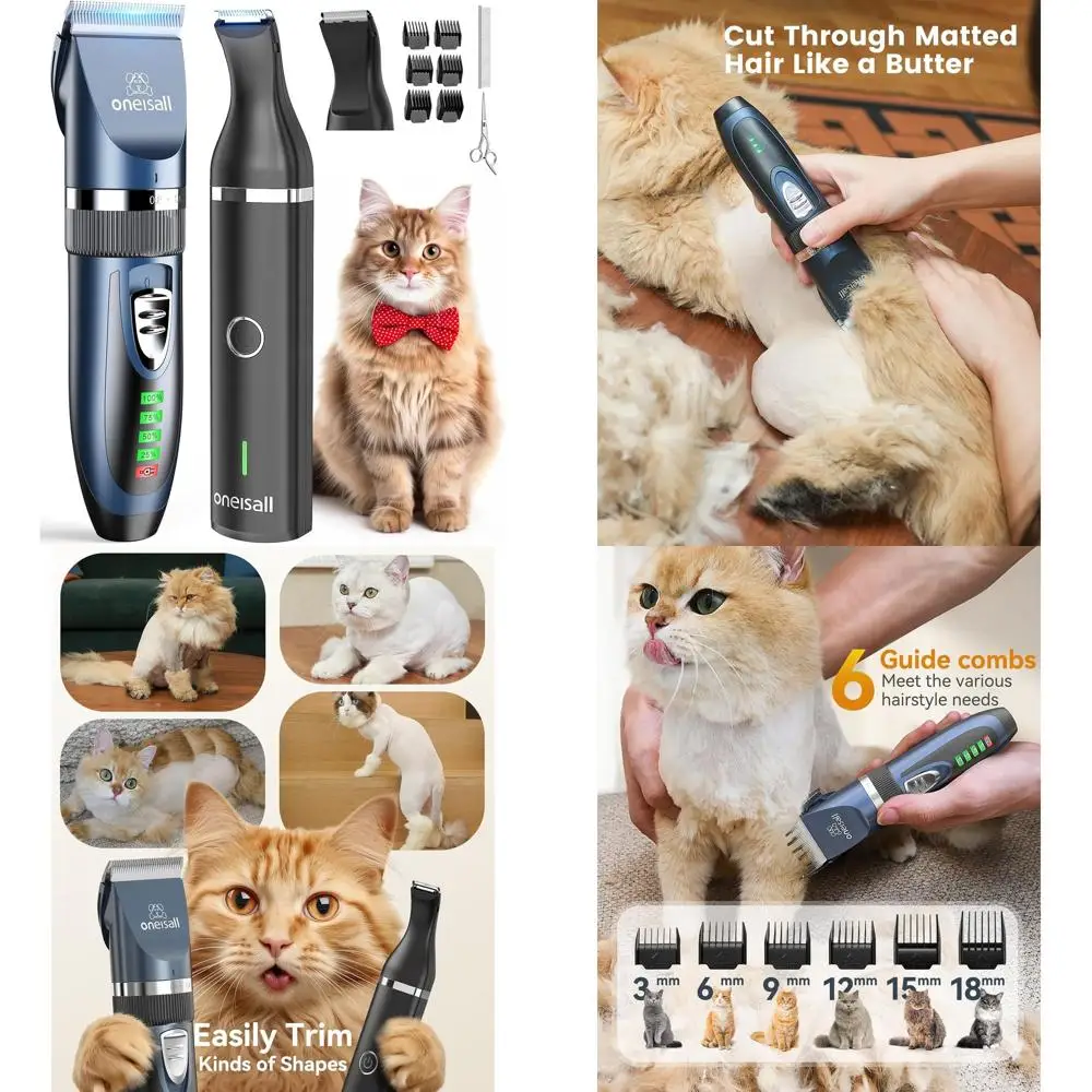 

Набор для ухода за кошками 3-в-1: машинка для стрижки спутанной шерсти, триммер для длинной шерсти, 2-скоростная машинка для стрижки