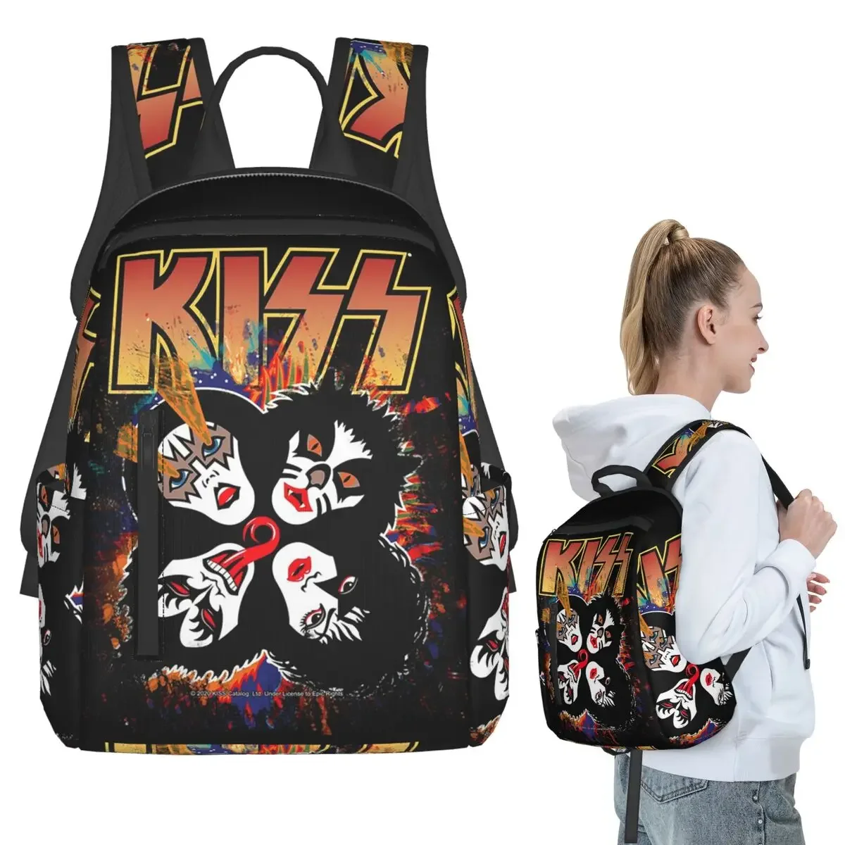 

Kiss Rock Band Retor Backpack Student Boys Girls BookBag Kids School Bag Laptop Shoulder Bags for Men Women