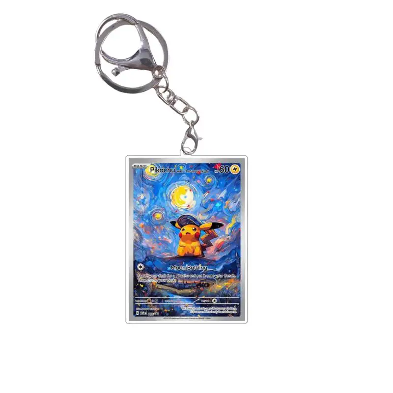 Anime Pokemon Charizard Keychains Squirtle Eevee Snorlax Small card Diy Acrylic Action Toy Figure Game Collection Pendant ﻿