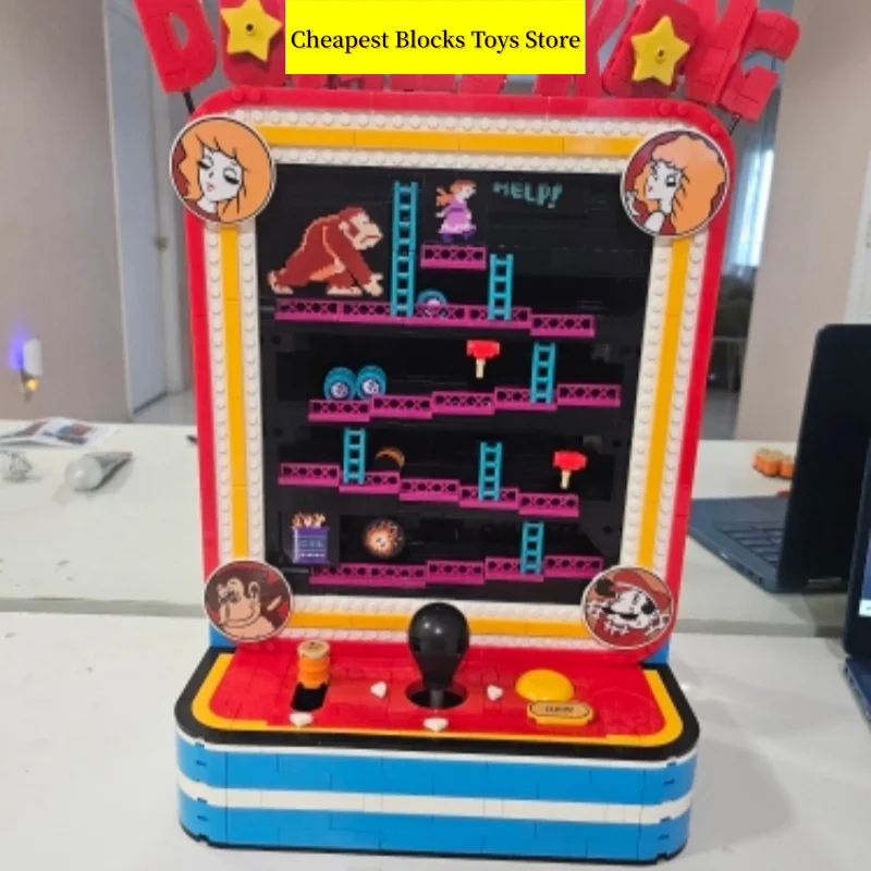 Cheapest Christmas Gifts for Adults Toy 1371pcs Retro Arcade Cabinet Bricks Building Blocks Vintage Game Console Display Model