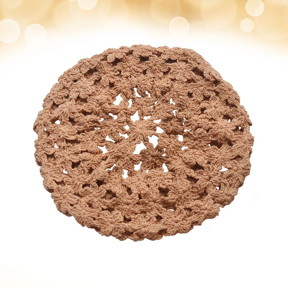 

Vintage Women Beret Hat Hollow Out Woven Painter Style Elegant Headdress For Wedding Festival Travel Party