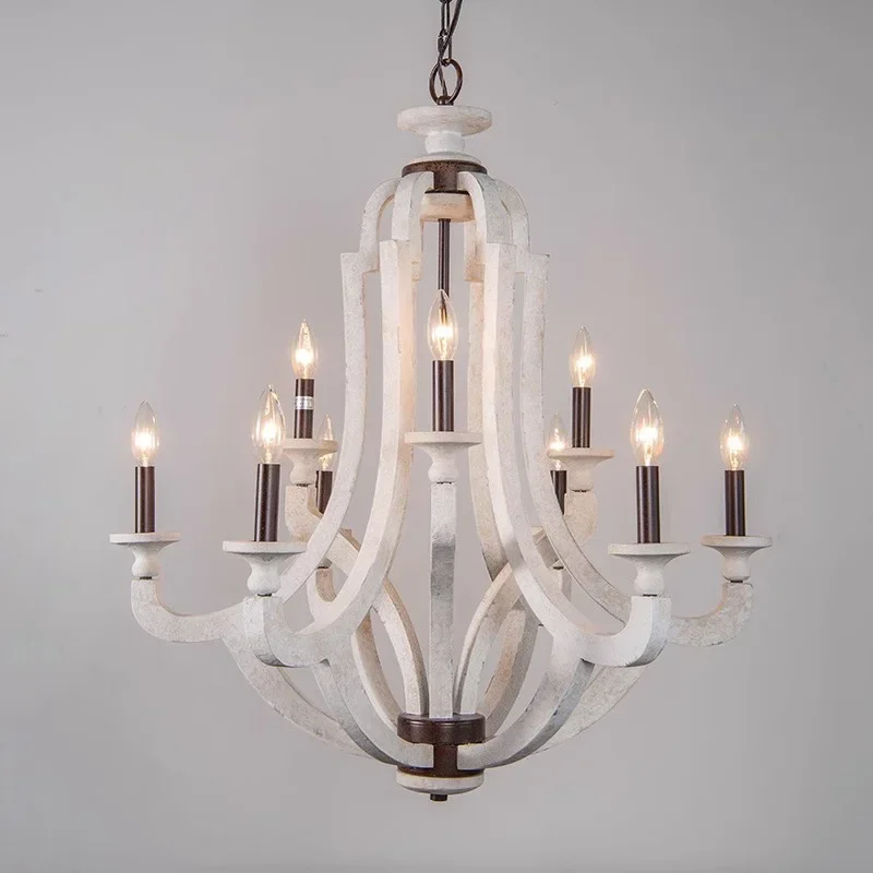 American retro living room chandelier villa designer duplex staircase long chandelier simple medieval