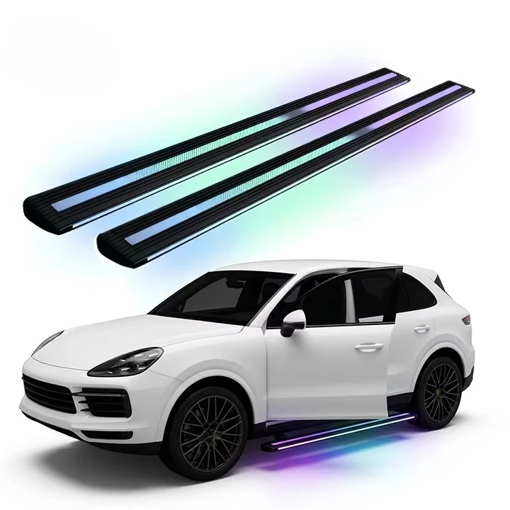 Liush Auto Deploy Step Board for Porsche Cayenne Alu Anti-Skid  Extend LED Direct Fit All Parts Kit Electric Side Steps
