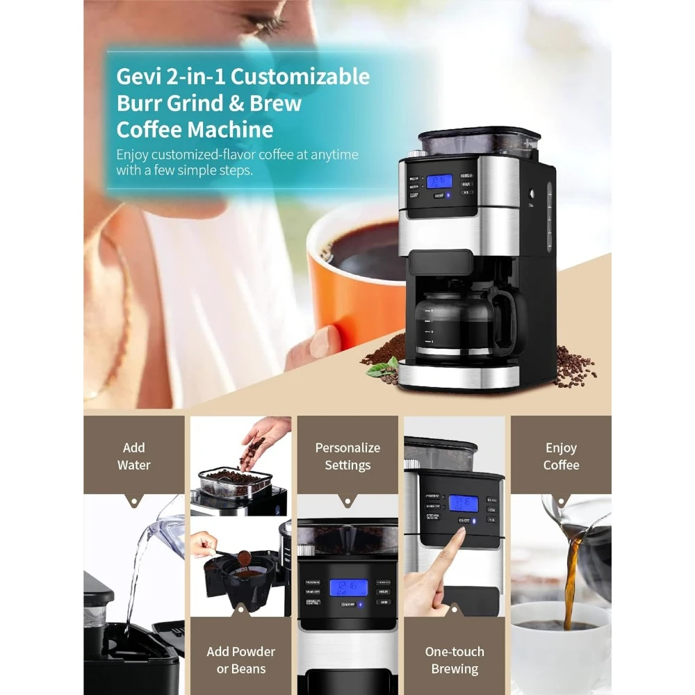 10-Cup Drip Coffee Maker 1.5L Large Capacity Water Tank Coffee Serving Sets Programmable Timer Mode and Keep Warm Plate Machine