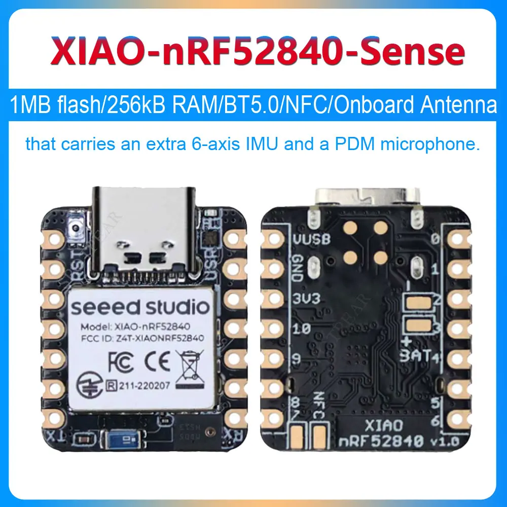 

XIAO-nRF52840 Sense Tiny SuperMini board 6-axis IMU/PDM microphone PDM microphone 1MB flash/256kB RAM BT5.0 NFC Onboard Antenna