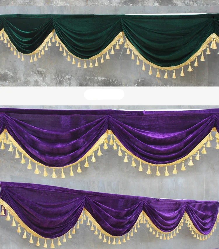 2 Meter Velvet Curtain Swag Tassel Table Cover Wedding Backdrop Table Skirts Stage Background Drapery Party Banquet Walls Decor