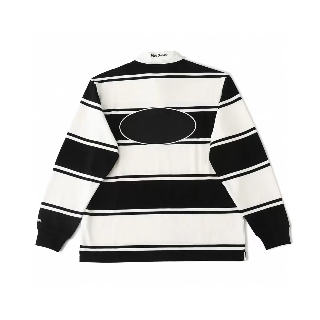 Cleanfi Niche American Stripe Tees Embroidery Casual Men's and Women's Long Sleeved T-shirt