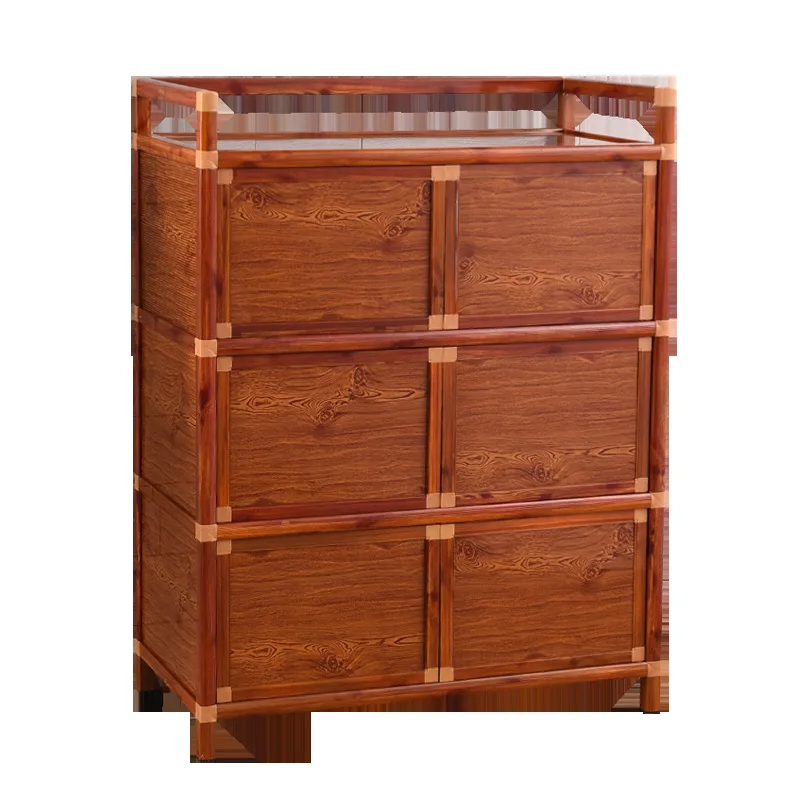 

Stainless steel household wood grain storage cabinet simple storage
