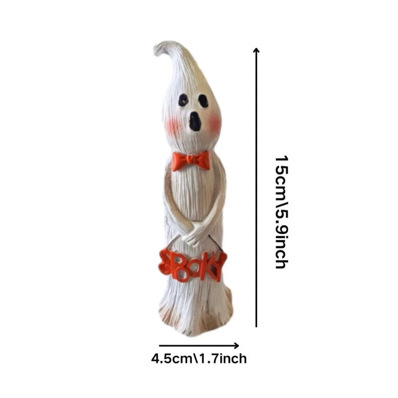 Halloween Decor Ghost Pumpkin Statue Desk Ornament Spooky Party Atmosphere Prop Resin Ghost Miniatures Creative Festival Gift