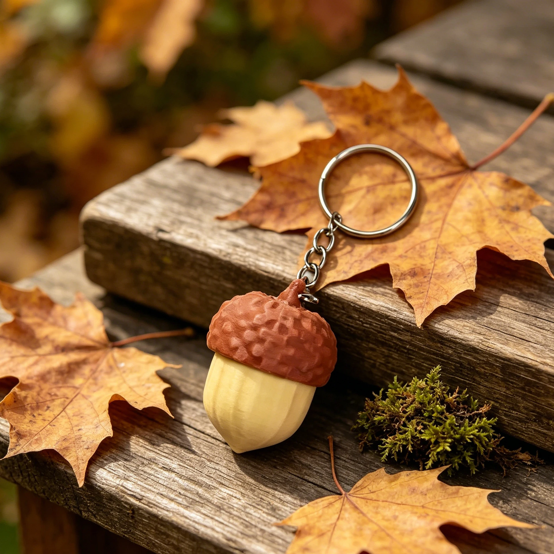 3D Printed Acorn Fidget Clicker Keychain Mini Portable Finger Button Stress Relief Toy Cute Decompression Key Ring Best Gift