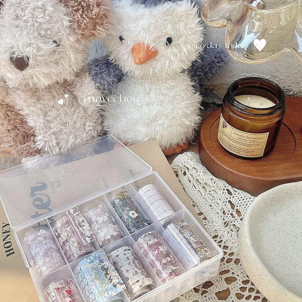 Adesivi per trasferimento manicure con simpatici animali disegnati a mano in stile coreano, fogli per unghie (è bisogno di essere abbinati con colla per trasferimento)