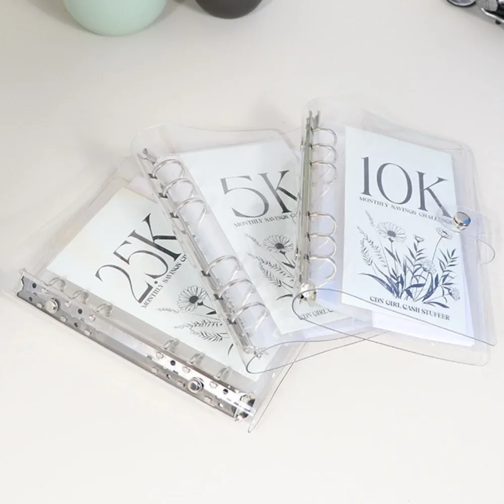 12 Months Envelope Money Saving Challenge Binder PVC Leather Storage Budget Planner Book 2.5K/5K/10K Budget Planner