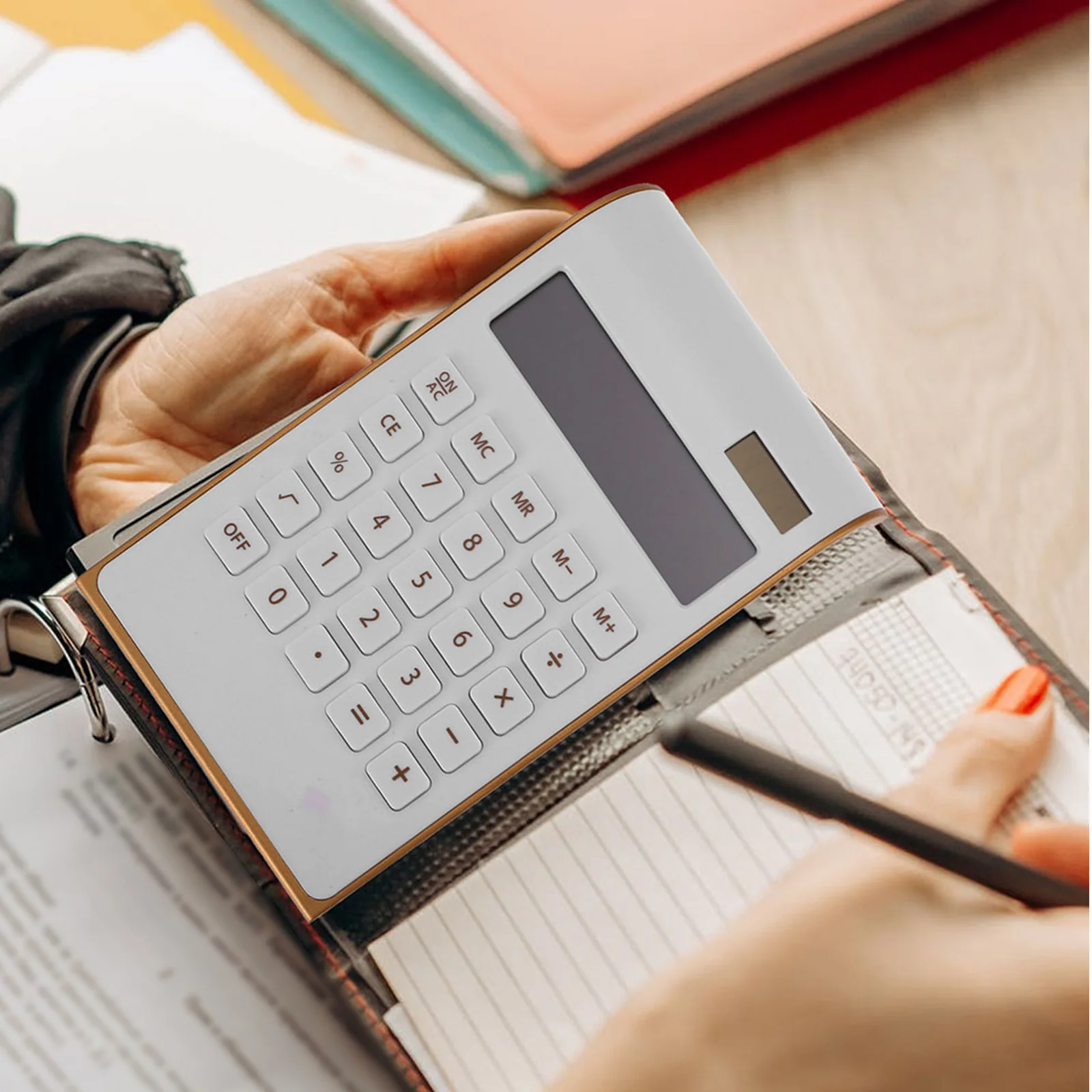 

Gold Edges Solar Calculator Ultra Thin Portable Design for Students Colleagues Friends Practical Office Supplies