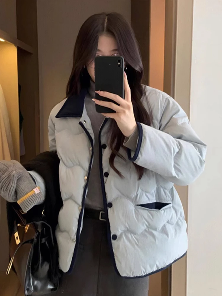 Trendy Short Cotton Jacket Women's Winter Outerwear Loose Design Korean Sle Commute Fashion Age-Defng Small Size