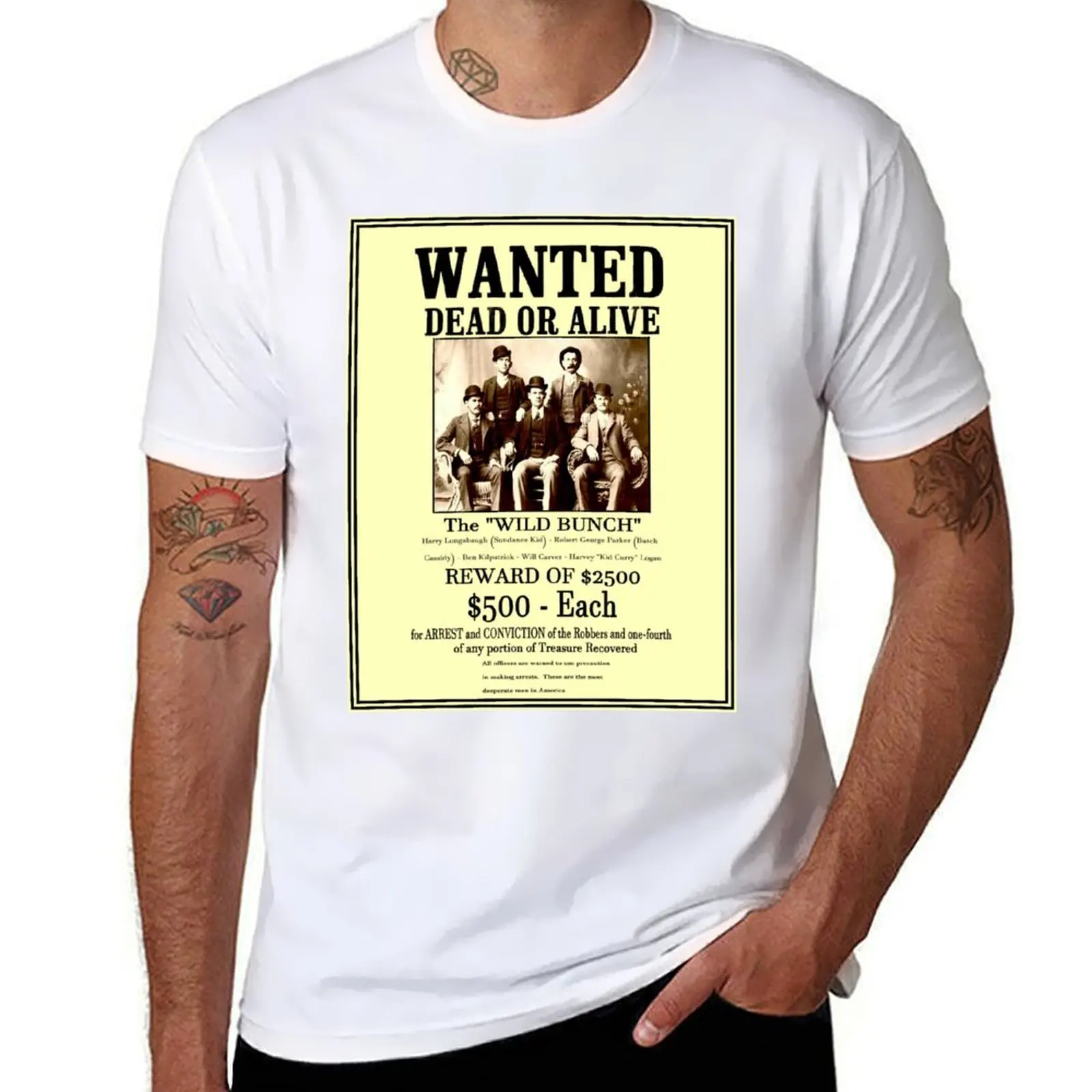 

man graphic t cotton t for pack Poster : BUNCH Print 1900 Wanted WILD shirts THE shirts Vintage man T-Shirt