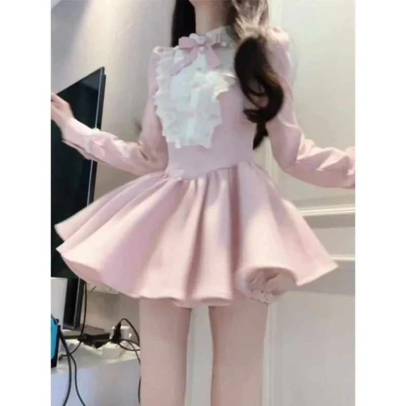 

Sweet Lace 2025 Autumn New A-line Dresses Y2k Patchwork Dress for Women E-Girl Long Sleeve Black Vestidos De Mujer dffgg4